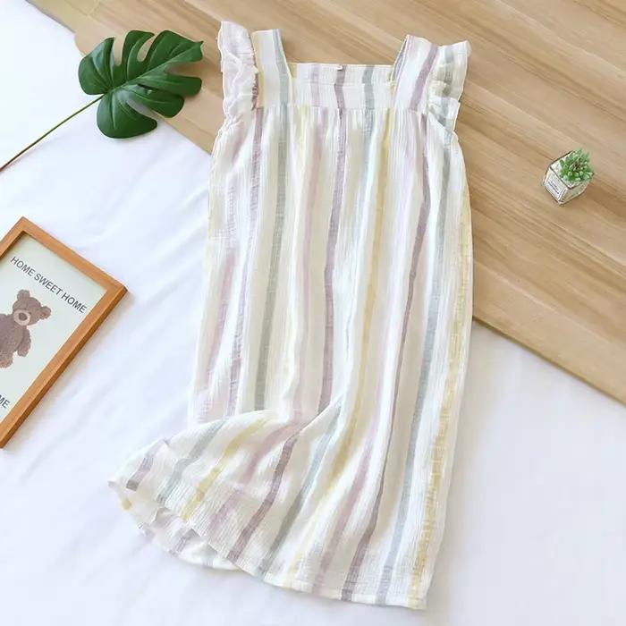 Robe de pyjama sans manches en coton pour femme, nouvelle mode estivale, style gilet imprimé, chemis