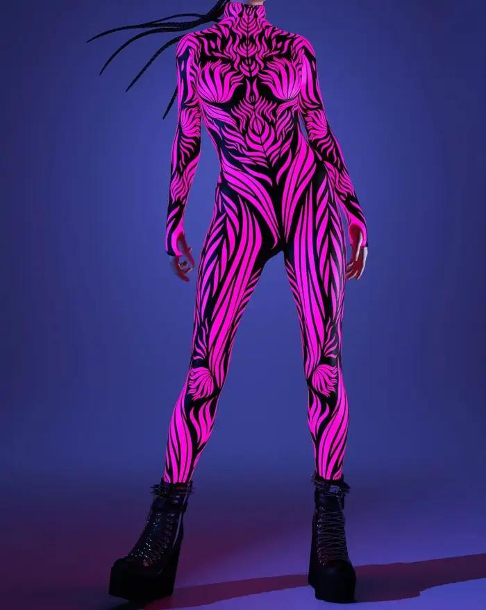 Body de Cosplay de vacances Punk Art, combinaison à lignes irrégulières, Costume de fête d'halloween