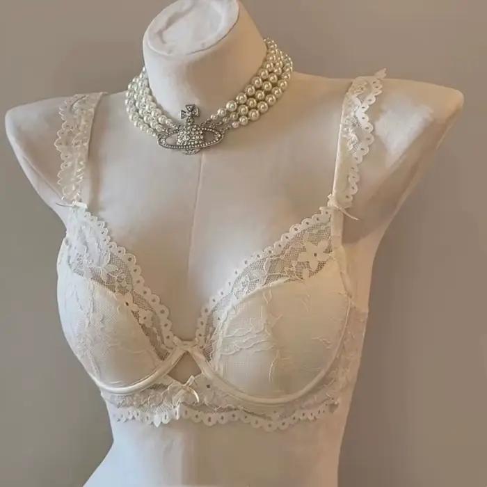 Ensemble de soutien-gorge en dentelle française pour filles, Anti-affaissement, anneau en acier doux