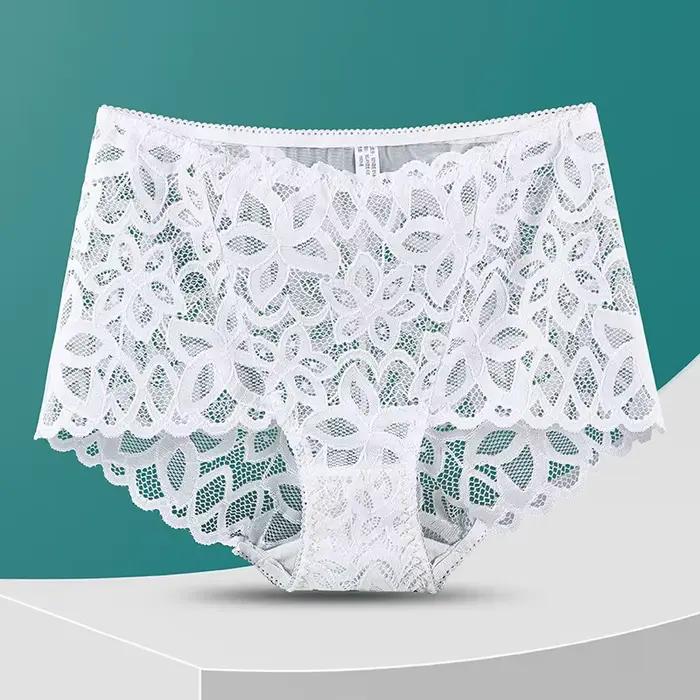 Culotte taille haute en dentelle sans couture pour femmes, sous-vêtements Sexy, grande taille
