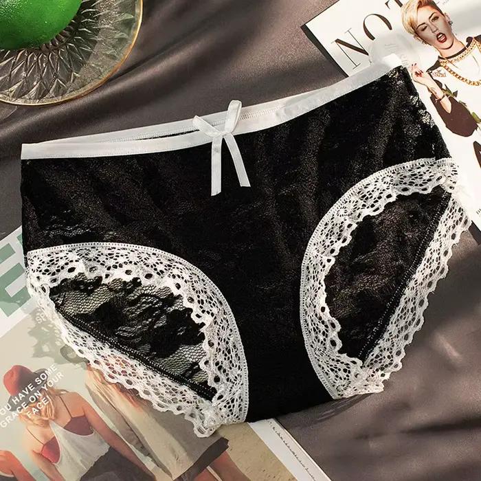 Mignon Transparent pour les filles Lingerie fleur maille femmes culottes slips coréen sous-vêtements
