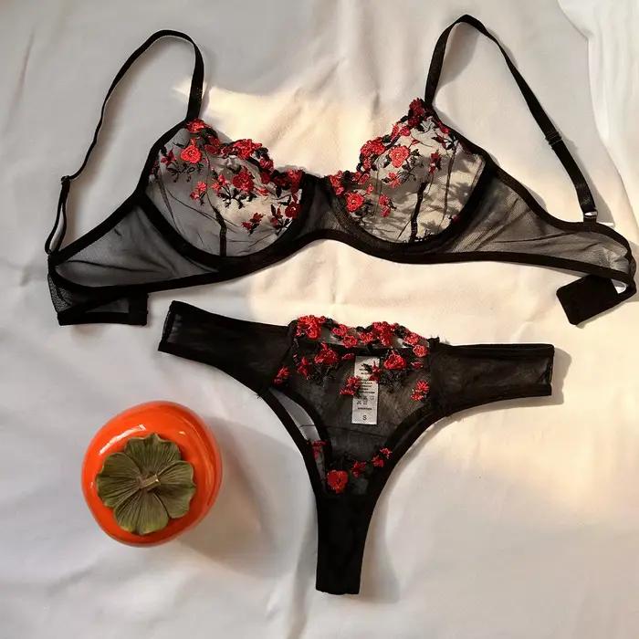 Lingerie sexy femme en dentelle, ensemble 2 pièces, sous-vêtements brodés, magnifique ensemble souti