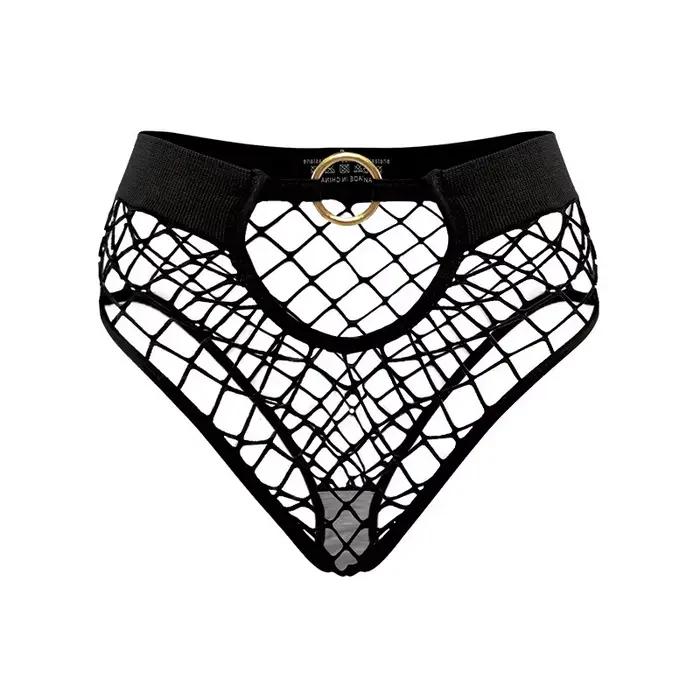 Nouveau Style maille Sexy femmes culottes couleur unie taille mi haute résille Lingerie dames évider