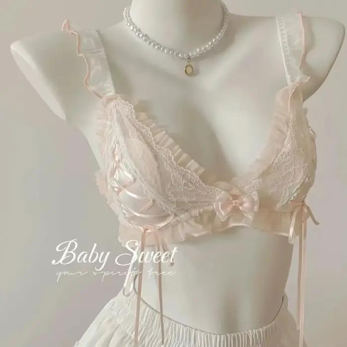 Lolita filles mince mignon dentelle petit soutien-gorge femmes Triangle tasse soutien-gorge Sexy