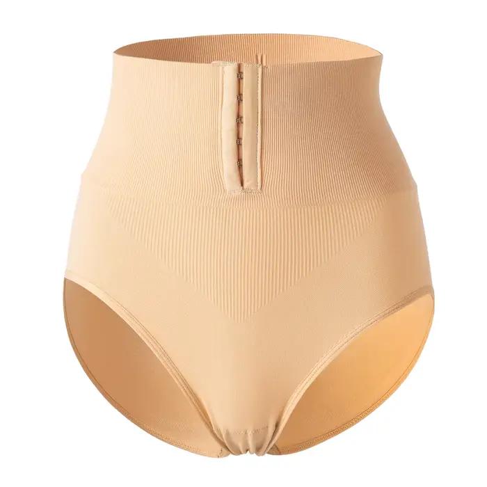 Flarixa taille haute sans couture culotte ventre plat façonnage slips femmes boutonnage ventre bout
