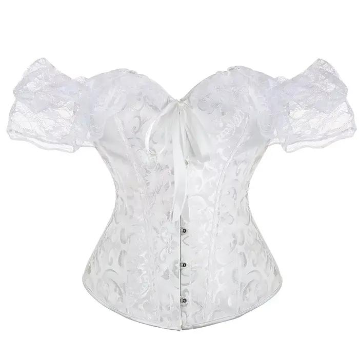 Haut corset en dentelle pour femme, bustier surbuste, chemisier à fleurs vintage, corset Lolita, man