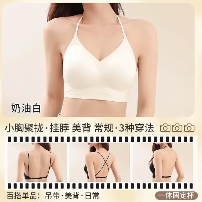 Soutien-gorge multiway à col licou dans le dos profond, push up de style américain pour petit buste,