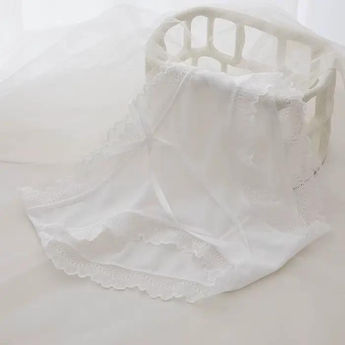 Culotte Sexy en dentelle et coton pour femmes, sous-vêtement confortable Invisible, taille moyenne,