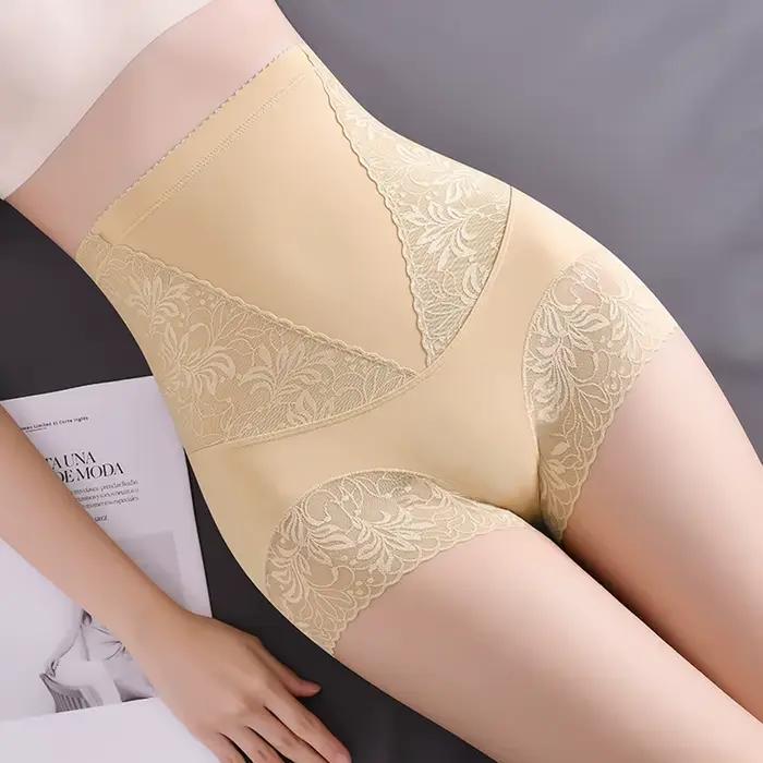 Culotte gainante pour femme, effet ventre plat, taille haute en dentelle, shorty amincissant, doux p
