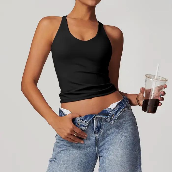 SexyCrossed-Soutien-gorge de sport push-up à sangle arrière pour femme, haut de course respirant, ab