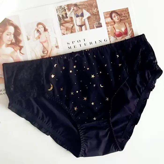 3XL grande taille rétro palais Style lait soie culottes pour femmes mignon belle chérie étoile élast