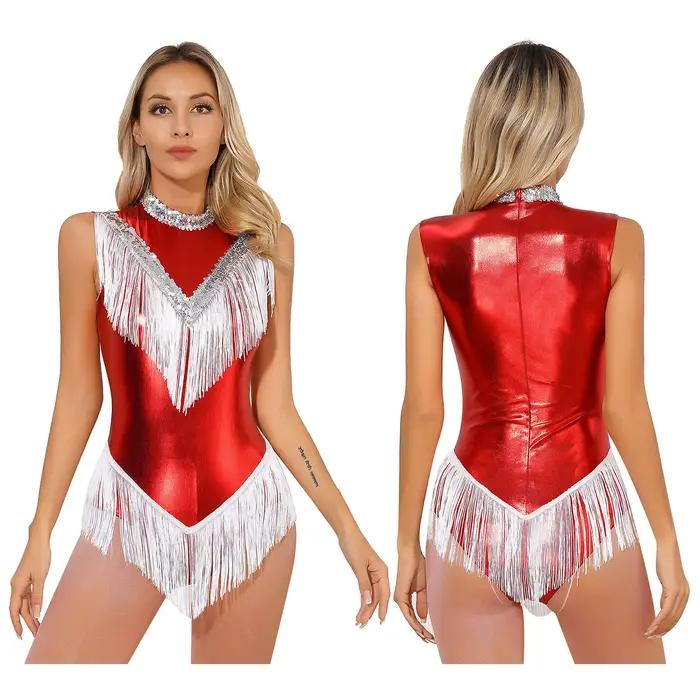 Body de patinage artistique pour femmes, Tango Latin, Salsa, Jazz, vêtements de danse, strass scinti
