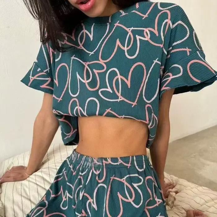 Ensemble de pyjamas pour femmes, vêtements de nuit en satin, hauts boutonnés et shorts, pyjama 2 piè