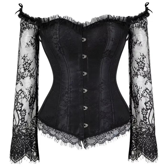 Manches longues élégant gothique Corsets Sexy épaules nues à lacets surbuste Corselet femmes corps t