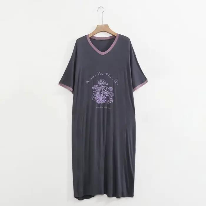 Vêtements de nuit femme dessin animé imprimé chemise de nuit longue femme ample Modal confort vêteme