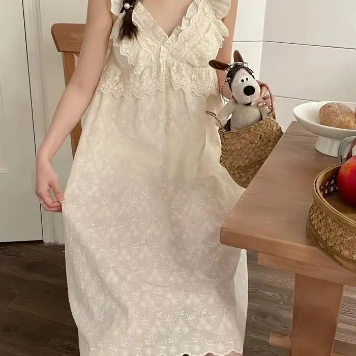 Robe de nuit Sweet Princess pour femme, en dentelle, mignonne, à bretelles, pour l'été, à porter à l