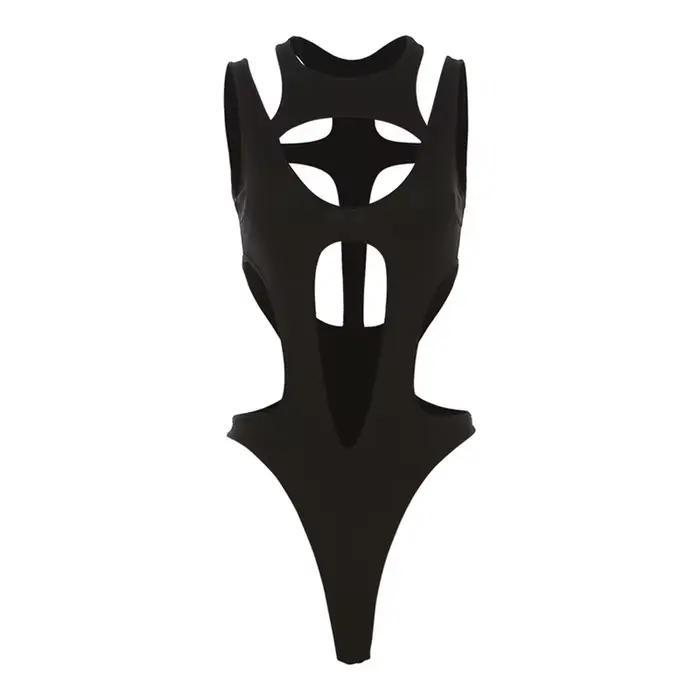 Body gothique ajouré pour femmes, Sexy, Techwear, mode Y2k, Patchwork, hauts Grunge, dos nu, coupe h