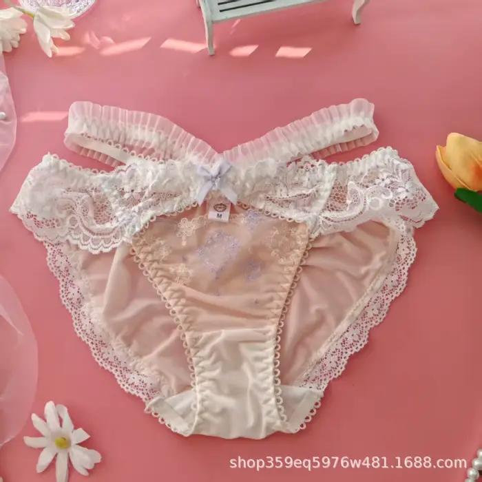 Culotte taille basse en soie glacée respirante à séchage rapide, brodée, en soie de lait, sexy et mi