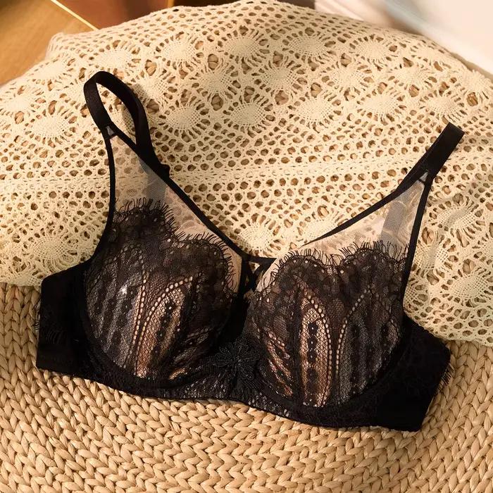 Soutien-gorge Push Up à armatures en dentelle pour femmes, sous-vêtements Sexy, Bralette noire, Ling