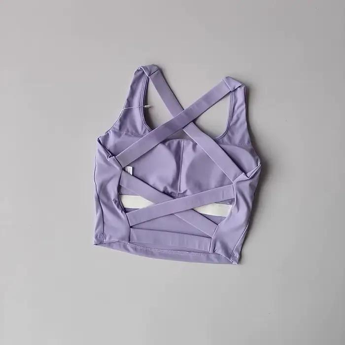 Soutien-gorge de sport absorbant les chocs pour femmes, Design froncé, gilet de course, Fitness, sou