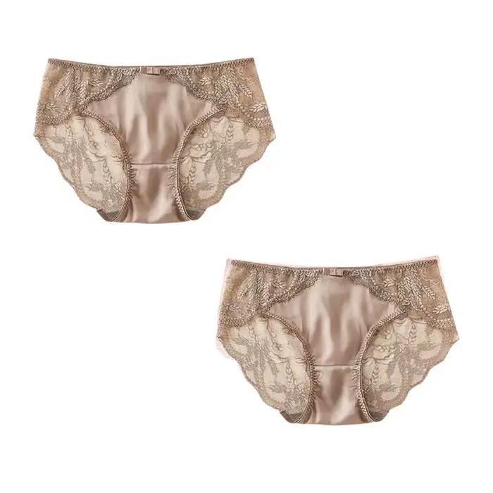 SuyaDream culottes pour femmes 2 pièces/lot 100% soie naturelle doublée slips en dentelle Sexy usage