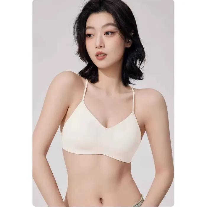 Soutien-gorge sans bretelles de Style japonais pour femmes, haut licou avec coussinets Push Up, dos