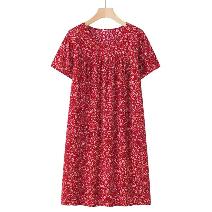 Nouvelle chemise de nuit grande taille, chemise de nuit à manches courtes pour femmes d'âge moyen et