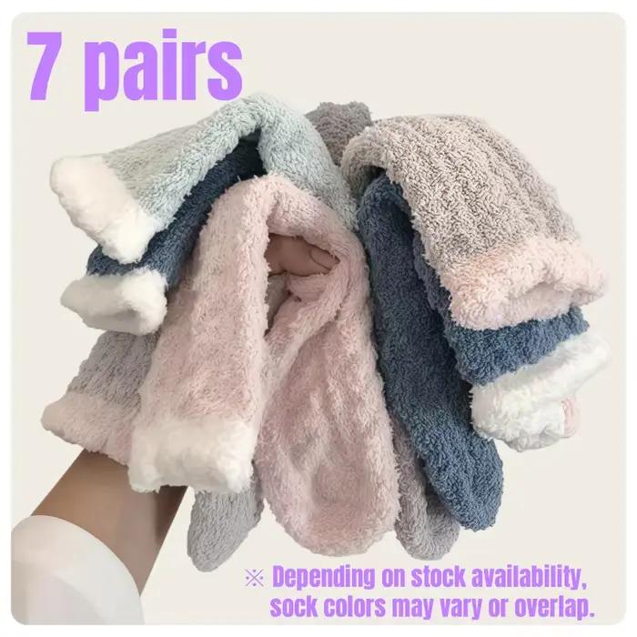 7 paires de chaussettes de sommeil chaudes et colorées pour femmes, adaptées à l'automne et à l'hive