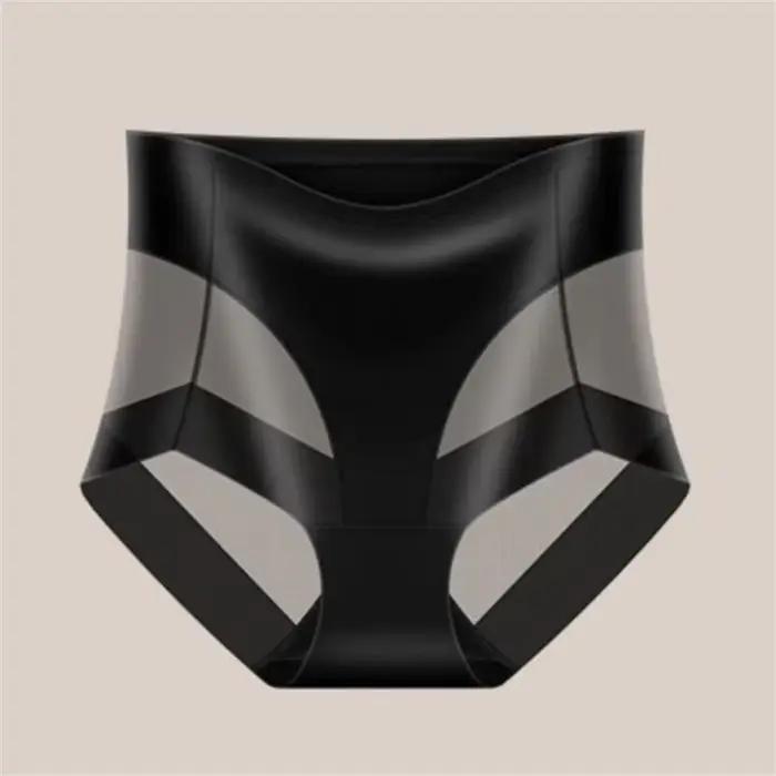 Culotte en maille taille haute transparente pour femme, slip "string", culotte à haute élasticité, v