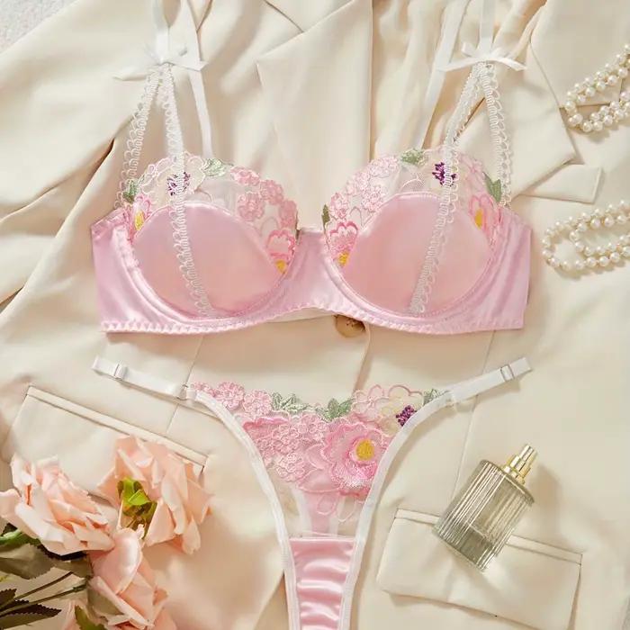 Ensemble soutien-gorge et culotte sexy pour femme, sous-vêtements transparents, mignon, exotique, br