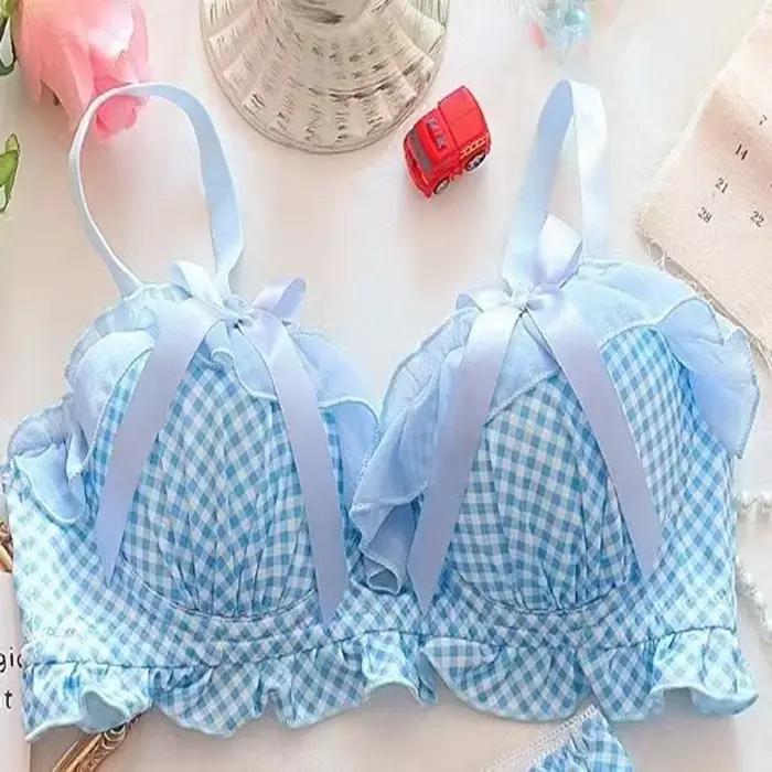 Soutien-gorge sexy anti-affaissement pour femme, lingerie à pois avec nœud doux, soutien-gorge fronc