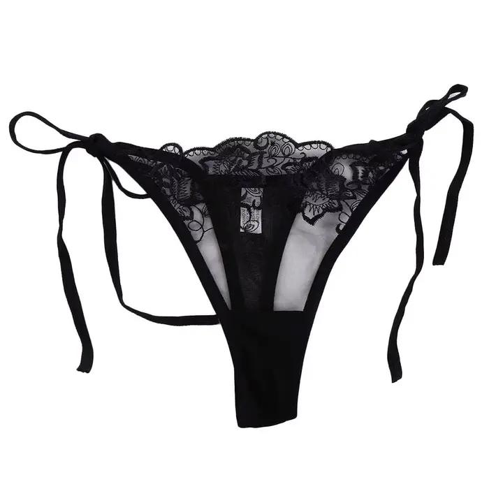 Sous-vêtement en coton avec broderie en dentelle pour femme, lingerie ajourée, culotte courte