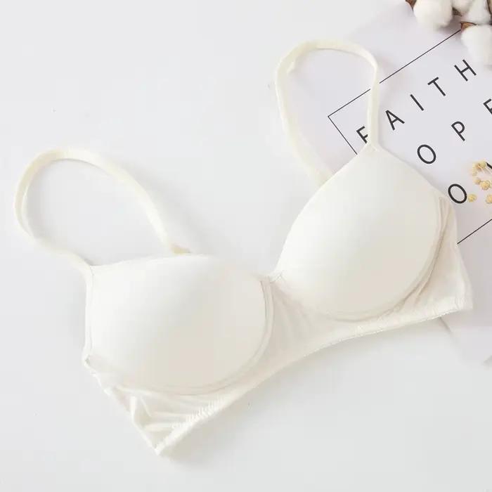 InjBra-Soutien-gorge sans armatures pour femmes, 3/4 solide, fin, confortable, bretelles ajustées, 2