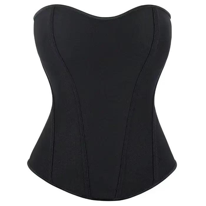 Corset Noir en Satin Respirant pour Femme, Bustier à Fermeture Éclair, Taille, Sexy, Body Shaper, Li