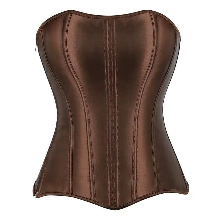 Femmes surbuste haut Corset noir blanc Satin Simple élégant Bustier gothique fermeture éclair taille
