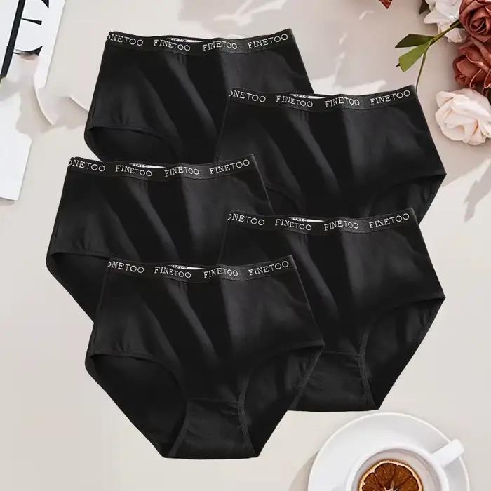 FINETOO 5 pièces/ensemble coton taille haute culottes pour femmes sans couture doux confortable cale