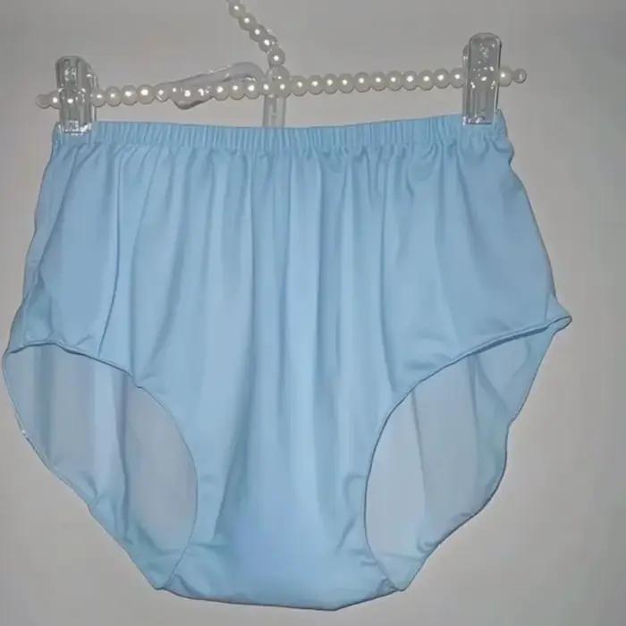 Culottes en satin glacé bleu ciel sexy, lingerie taille plus, sous-vêtements féminins