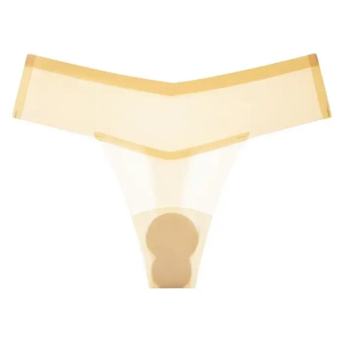 Culotte string transparente en soie glacée taille basse pour femme, idéale pour le yoga et le fitnes