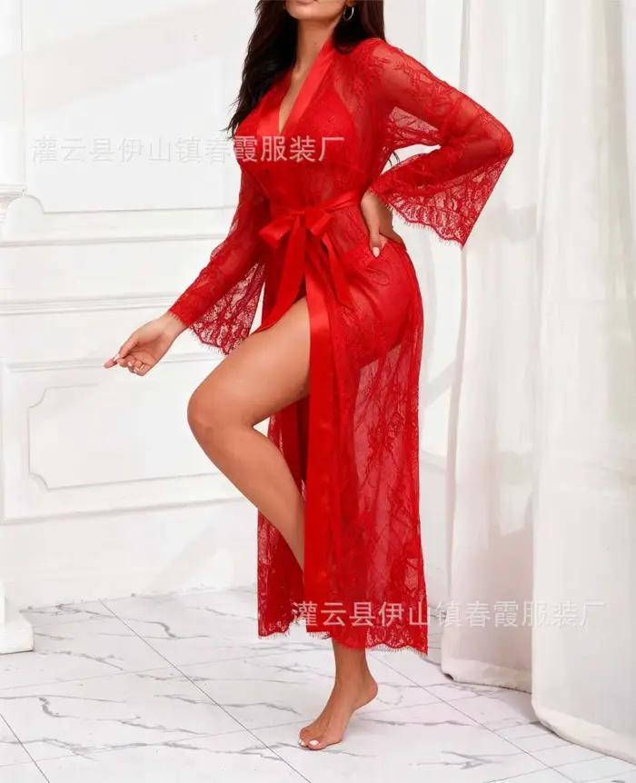 Lingerie sexy de luxe pour femmes de style européen et américain, ensemble de robe de nuit en dentel