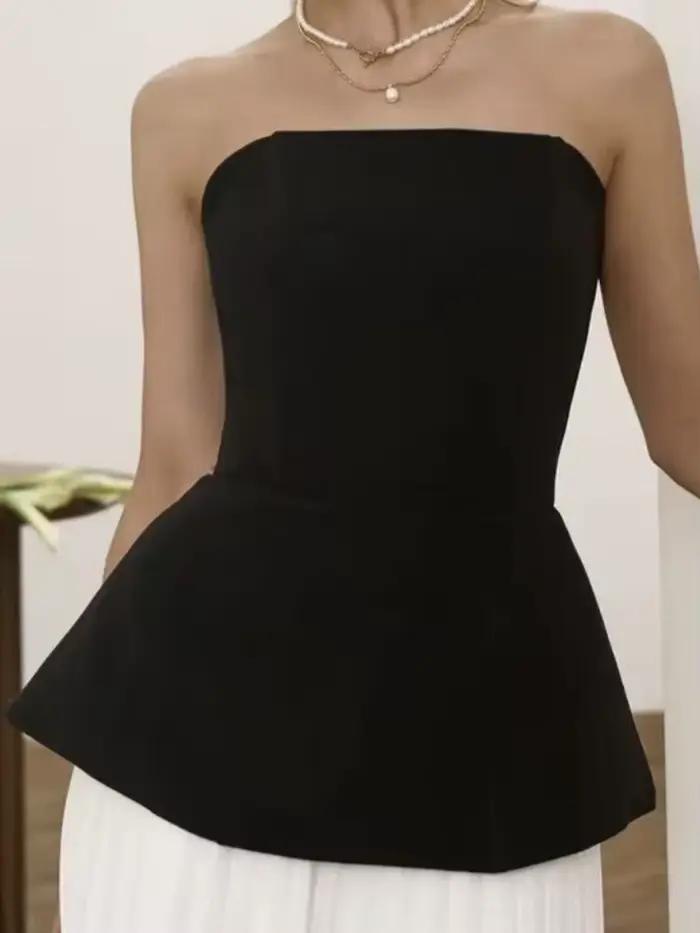 Top bustier à baleines, design tendance automne européen et américain, bretelles sculptantes, aminci