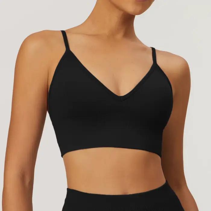 HBC-Soutien-gorge de sport sans couture pour femme, brassière de yoga, fitness, avec bretelles régla
