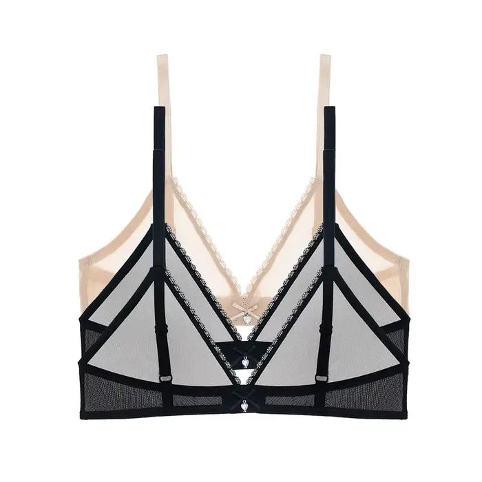 Ensemble de soutien-gorge multicolore pour femmes, sous-vêtements transparents, Sexy, fil Transparen