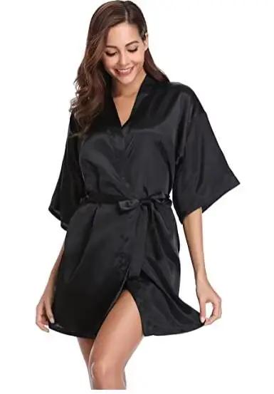 Robe en Satin femme Lingerie intime vêtements de nuit soyeux mariée cadeau de mariage décontracté Ki