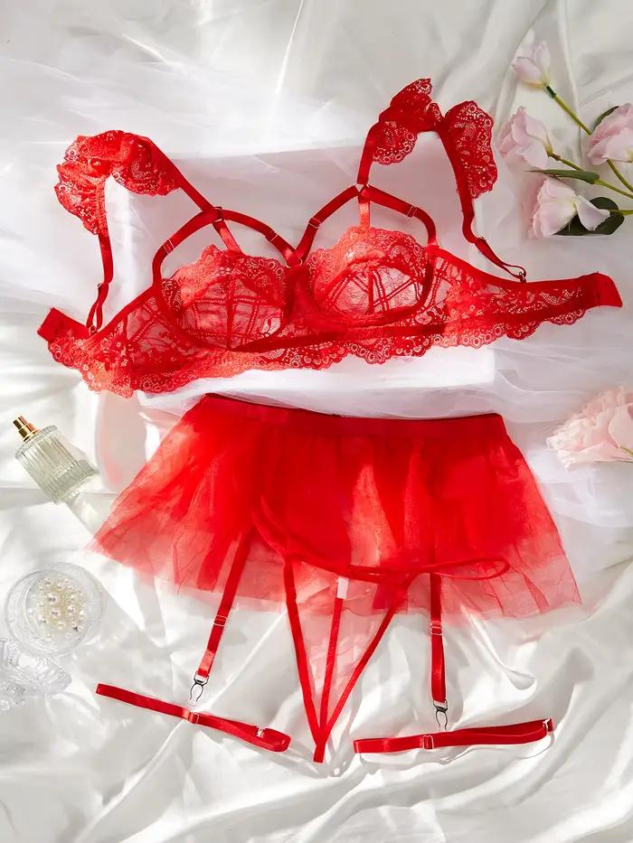 Ensemble de lingerie semi-transparente bleu confortable et léger pour femmes, ensemble de lingerie s