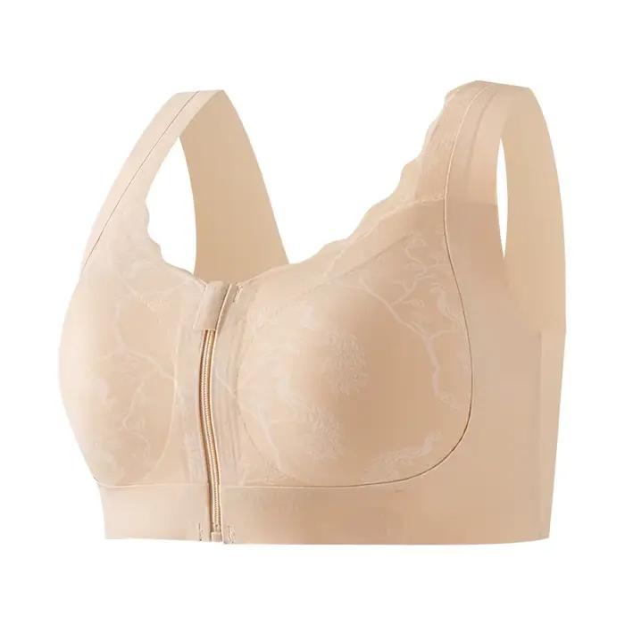 Soutien-gorge post-mastectomie à fermeture éclair frontale sans armatures, confortable pour la récup