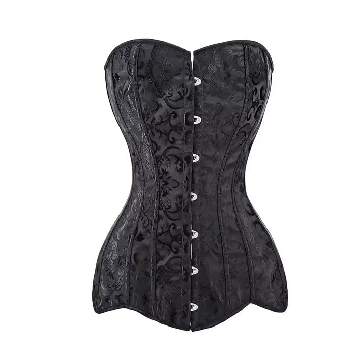Corsets et bustiers pour femmes, haut de noël, Sexy, en Satin, Long torse, surbuste, brocart, Vintag