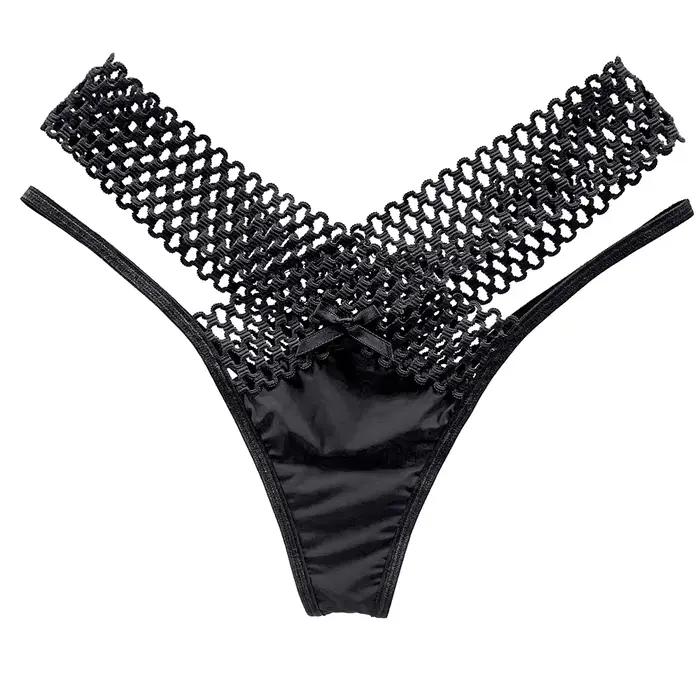 String Sexy femmes imprimé léopard sous-vêtements culottes Sexy femme tongs en soie glacée G String