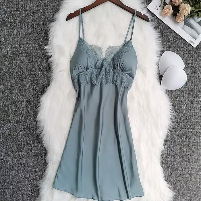 Blanc 5 pièces ensemble de sommeil Pyjamas dame dentelle Satin Pyjamas Kimono robe de bain vêtements