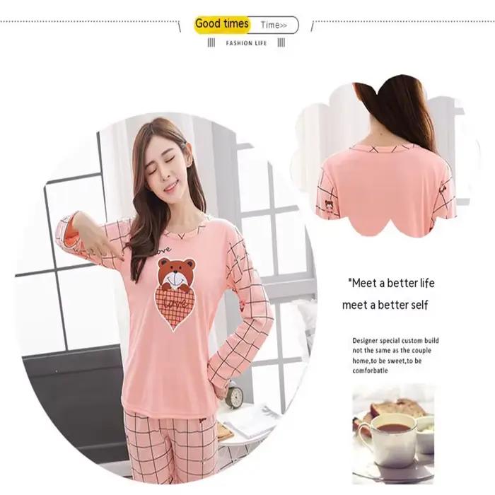 Pyjama à manches longues pour femme, vêtements de dessin animé, mignon, cœur de pêche, vêtements d'intérieur, peut être porté à l'extérieur, nouveau, 2024