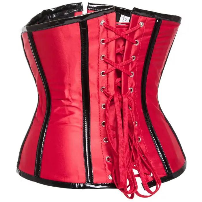 Ceinture rouge avec fermeture éclair pour femme, Corset désossé, Steampunk vintage, Underbust, Vêtements gothiques sexy, Corselet, Entraîneur de taille médiéval